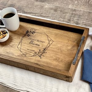 Bandeja de Almacenamiento de Madera Hecha a Mano Personalizable, Rectangular, con Logotipo Grabado, Diseño de Texto, Clásica, de un Solo Nivel, para Organización del Hogar o Escritorio - Product Image 3