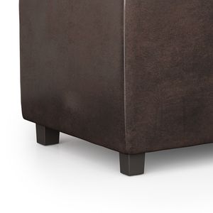 Pouf contenitore Avalon da 42 pollici in pelle vegana marrone anticata - Categoria prodotto: Pouf e ottomane - Product Image 4