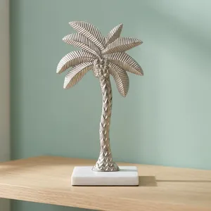 Escultura de Palmera de Metal Plateado con Base de Mármol, Pieza Decorativa para Mesa de Salón, Escritorio de Oficina, Vitrina, Decoración del Hogar - Product Image 6
