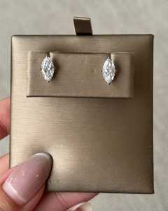 Diamond <b>Stud</b> <b>Earrings</b> Marquise Lab Grown Prong <b>Set</b> Minimalist Unique Everyday Wear Classic <b>Studs</b> Manufacturer 14K 18K Solid Gold - Product Image 3