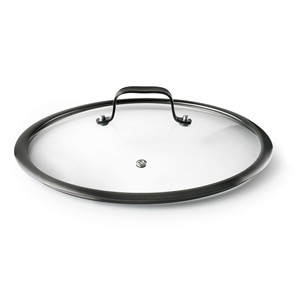Coperchio in vetro per pentole e padelle con manico nero e foro per la ventilazione del vapore - Product Image 1