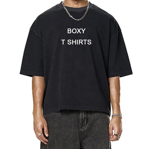 เสื้อยืดทรงบ็อกซี่ฟอกสีสำหรับผู้ชาย เสื้อยืดโอเวอร์ไซส์ทรงบ็อกซี่วินเทจสำหรับผู้ชาย 260gsm เสื้อยืดทรงบ็อกซี่สไตล์ไฮสตรีทวินเทจแบบสั่งทำพิเศษ - Product Image 1