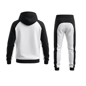 Conjunto Deportivo para Hombre en Contraste Blanco y Negro – Sudadera con Cremallera y Pantalones Jogger, Ropa Deportiva Ajustada Informal para Gimnasio - Product Image 4