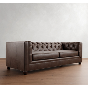 Modern Chesterfield Leather <b>Sofa</b> 3 Seater, Luxury Brown Tufted <b>Living</b> <b>Room</b> Furniture - Product Image 6