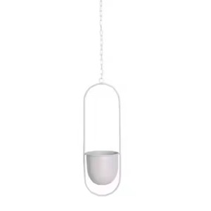 Ensemble de jardinières suspendues en métal, design minimaliste moderne, design circulaire, revêtement en poudre noire, pour une utilisation en intérieur et en extérieur, avec plantes vertes - Product Image 2