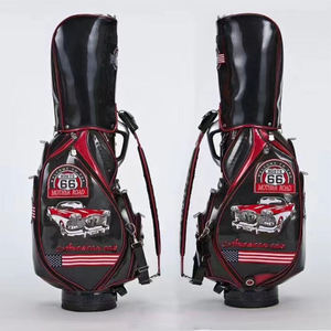 กระเป๋ากอล์ฟแบบตั้งพื้นรุ่นพรีเมียมลาย Route 66 พร้อมผิวหนังเคลือบเงาและขาตั้งอัตโนมัติ - Product Image 5