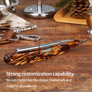 Best Selling Stainless Steel Wood Handle Reusable High Quality <b>Straight</b> Shaving <b>Razors</b> - Product Image 3
