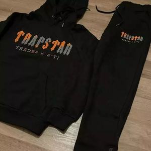 High Quality Custom Chenille Embroidery Plus Size Hooded Tracksuit Black <b>Orange</b> <b>Hoodie</b> Set Windproof Eco-Friendly Outdoor - Product Image 3