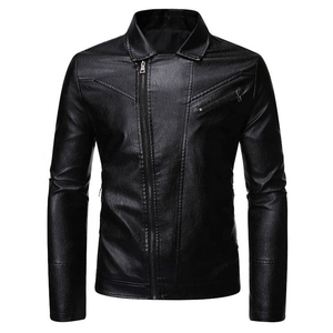 Veste de moto pour homme en cuir véritable vert, imperméable, écologique, col montant, fermeture éclair, coupe ajustée, couleur unie, longueur standard - Product Image 4