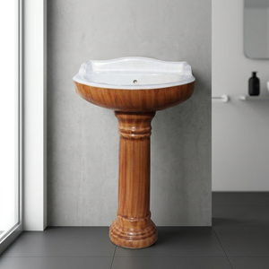 Vinus Pedestal Basin Sink Set Southwestern Design Gold Plated Pink Color Ceramic Bathroom Sanitary Ware - Product Image 2