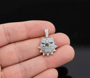 Hip Hop Bulldog Iced Out Pendant Bling Silver Gold 10K 14K Diamond Dog Face <b>Rapper</b> <b>Chain</b> Statement Mens Jewelry Piece - Product Image 4