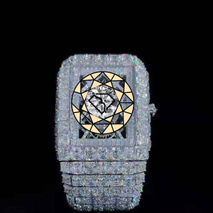 นาฬิกา RAMDUT IMPEX รุ่น Luxury Square Crystal Iced Out Diamond สำหรับทุกเพศ ตัวเรือนสแตนเลสสตีล ระบบควอตซ์ หน้าปัด 46 มม. สไตล์ฮิปฮอปแฟชั่น - Product Image 3