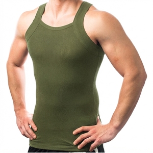 Camiseta sin mangas negra acanalada para hombre, cuello redondo, color sólido, transpirable, estilo casual - Product Image 5