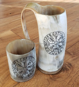 Tasses en corne faites à la main Tasses en corne de buffle naturelle pour la bière Tasse en corne de l'Inde - Product Image 1