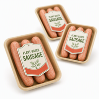 Étiquettes pour saucisses végétales - Rouleaux d'autocollants en vinyle découpés sur mesure pour barquettes alimentaires véganes