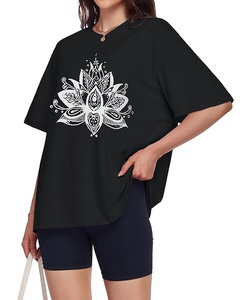 T-shirt femme en coton 100% imprimé, manches courtes, col rond, épaules tombantes, confortable, coupe ample, vente en gros, Bangladesh - Product Image 3