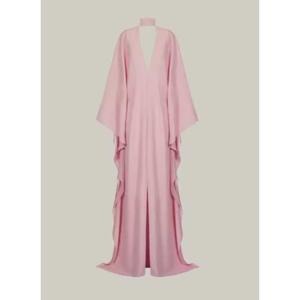 High Quality Pink V-Neck Batwing Sleeve <b>Kaftan</b> Maxi Dress Floor-Length Loose Fit Solid Color <b>Summer</b> Party Style in Wholesale - Product Image 3