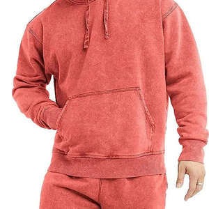 Nouvel Arrivage Ensemble Survêtement Homme Streetwear Uni Effet Délavé au Soleil et à l'Acide, Pantalon de Jogging et Sweat à Capuche, Deux Pièces Effet Usé - Product Image 1
