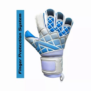 Guantes de Portero de Fútbol Azules de Cuero PU, Dedos Completos, Antideslizantes, Transpirables, Correa de Muñeca Ajustable, Guantes Deportivos Unisex - Product Image 3