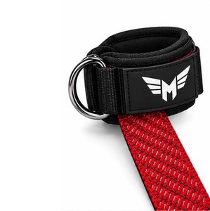 Sangles de levage en nylon rouge rembourrées avec anneaux en D pour poignets, réglables pour musculation, entraînement en salle de sport, fitness, en coton réglable - Product Image 2