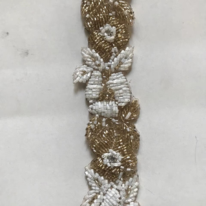 Encaje Floral Barroco 3D de Lujo, Elegante y Sexy, Bordado a Mano, con Lentejuelas Doradas y Microperlas, Base de Tul Transparente Jk - Product Image 1