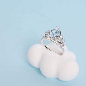 Anillo de Plata de Ley 925 con gema Natural, corona de Topacio Azul, princesa reina, joyería bonita para mujer, <span class=keywords><strong>2022</strong></span> - Product Image 3