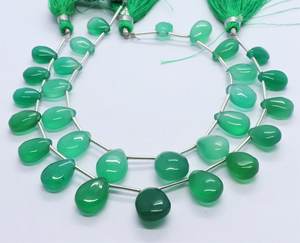 Perles d'onyx vert naturel lisses en forme de poire 8x12 mm, onyx briolette 7 pouces, perles d'onyx vert lisses en forme de poire pour la création de bijoux - Product Image 6