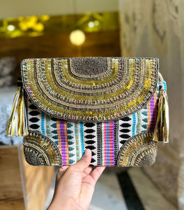 Indian Banjara Gypsy Coin Bag Embrague tradicional Bordado Shoulder Sling Bags mejor bolso de mano de noche para mujeres POR ARTESANÍA DE LUJO - Product Image 6