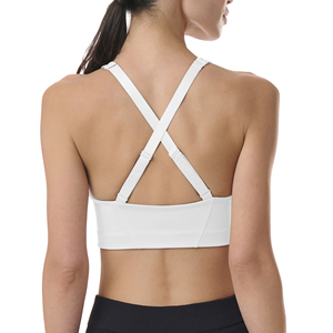 Women's Workout Sports Bras Cross Back Front Zipper White Yoga Crop Tank Top Padded Lightweight Plus Size Fitness Backless Bra - Product Image 5