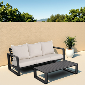 Divano da Giardino a Tre Posti con Tavolino Rettangolare Grigio Chiaro JM 9017 (Tino Tino) e Cuscini - Product Image 4