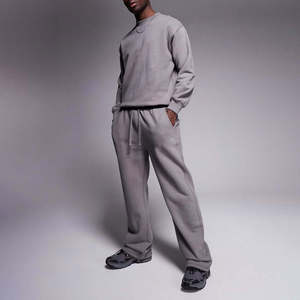 2026 <b>Men's</b> Cotton Tracksuit Hoodie And Pants Set Solid Color Anti-static Casual Autumn Wear Full Length Drawstring <b>Men</b> Tracksuit - Product Image 2