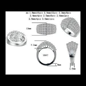 Anillo Unisex de Plata 925 con Diamantes Redondos en Racimo, Engaste Pavé, Estilo Corona de Lujo, Certificado IGI, para Fiesta - Product Image 6