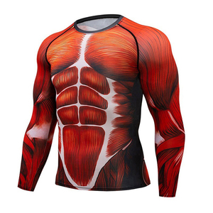 Long Sleeve BJJ Rash Guard <b>Men's</b> UPF50+ Anti-Bacterial Quick Dry Breathable Spandex/Polyester <b>Compression</b> <b>Shirt</b> Heat Transfer - Product Image 3