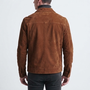 Men's Casual Suede <b>Jacket</b> Full Zip Long Sleeve Shirt Collar Lightweight Outdoor Fashion <b>Jacket</b> Custom Wholesale - Product Image 3