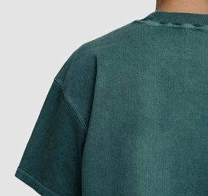 Men's Oversized Green Cotton T-Shirt Short Sleeve O-Neck Casual Letter Print Jersey Knitted Front <b>Logo</b> Design - Product Image 3