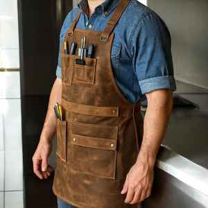 Delantal de Cuero Genuino Crazy Horse, Protección Contra Olores, Correas Ajustables, para Chef, Barbacoa, Barista, Soldadura, Taller, LPN-0201 - Product Image 2
