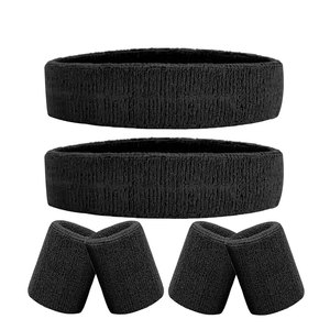 Custom Logo <b>Headband</b> and Wristband Set Breathable <b>Sports</b> Accessories Elastic Terry Cloth <b>Headband</b> Wristbands Set - Product Image 1