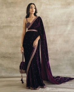 Indian Banarasi Velvet Ethnic Fancy Designer Wedding Saree with <b>Sequins</b> Work for Women Trendy Outfit - Product Image 1