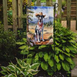 Drapeau de jardin de bienvenue multicolore Great Dane Cowboy Bannière décorative de cour pour patio Oeuvre d'art pour parterres de fleurs - Product Image 2