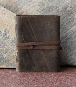 Antique Looking Handmade Recycled Cotton <b>Paper</b> Notebook With Gypsy Style Oil Pulp Buffalo Leather Journal Diary - Product Image 3