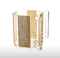 Cosmos artistique moderne en acrylique transparent Lucite pour tasse à finition mate avec deux poignées pour l'élégance des rituels juifs