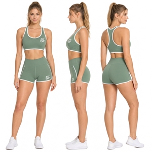 Ensemble de vêtements de yoga pour femmes, soutien-gorge dos nu et short de sport, ensemble de yoga personnalisé avec logo imprimé, ensemble de 2 pièces pour l'exercice - Product Image 5