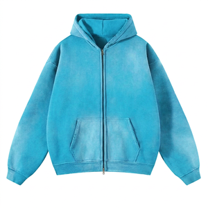Sudadera con Capucha y Cremallera Unisex Oversize, Tie-Dye Degradado Morado, Felpa Francesa, Manga Regular, Ropa Casual de Otoño - Product Image 2