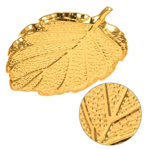 Bandeja de Servicio de Metal Dorado con Forma de Hoja de Lujo al por Mayor, Plato para Hotel con Elegante Textura Martillada, Centro de Mesa Decorativo - Product Image 3