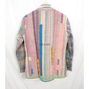 Wholesale 100% Cotton Designer <b>Kantha</b> <b>Jacket</b> Multi-Colour Ethnic Denim Style Embroidery Open Design Handmade Vintage Knitted - Product Image 6