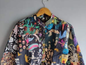 Quilted <b>Patchwork</b> <b>Jacket</b> Women's Mandarin Collar Full Sleeve Autumn Style Regular Length Printed Design Polyester Wadding gift - Product Image 4