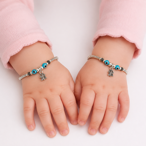 925 Sterling <b>Silver</b> Blue Eye Beaded Chain Bracelet High Polish Adjustable Women Girls Protection Jewelry Gift Daily Wear - Product Image 1