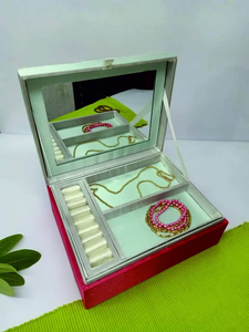 Beautiful Handmade Hand Embroidery Rectangle Jewelry <b>Box</b> with Florals Pattern and Embossed Finish - Product Image 4
