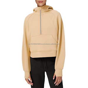 Sudadera femenina Logotipo personalizado Sudadera con capucha con cremallera Grueso Mujeres Otoño Tops Sudadera con capucha negra Liso - Product Image 5