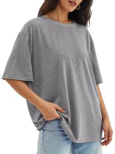 Venta caliente Mujeres Camisetas en blanco O-cuello de manga corta Camisetas sólidas 100% Algodón de secado rápido Liso O-cuello en blanco Camisetas de gran tamaño - Product Image 2